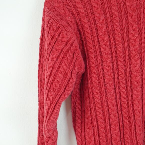 Vintage Gap Medium Sweater Red Cable Knit 90s Preppy Crop Classic Normcore - Picture 5 of 7